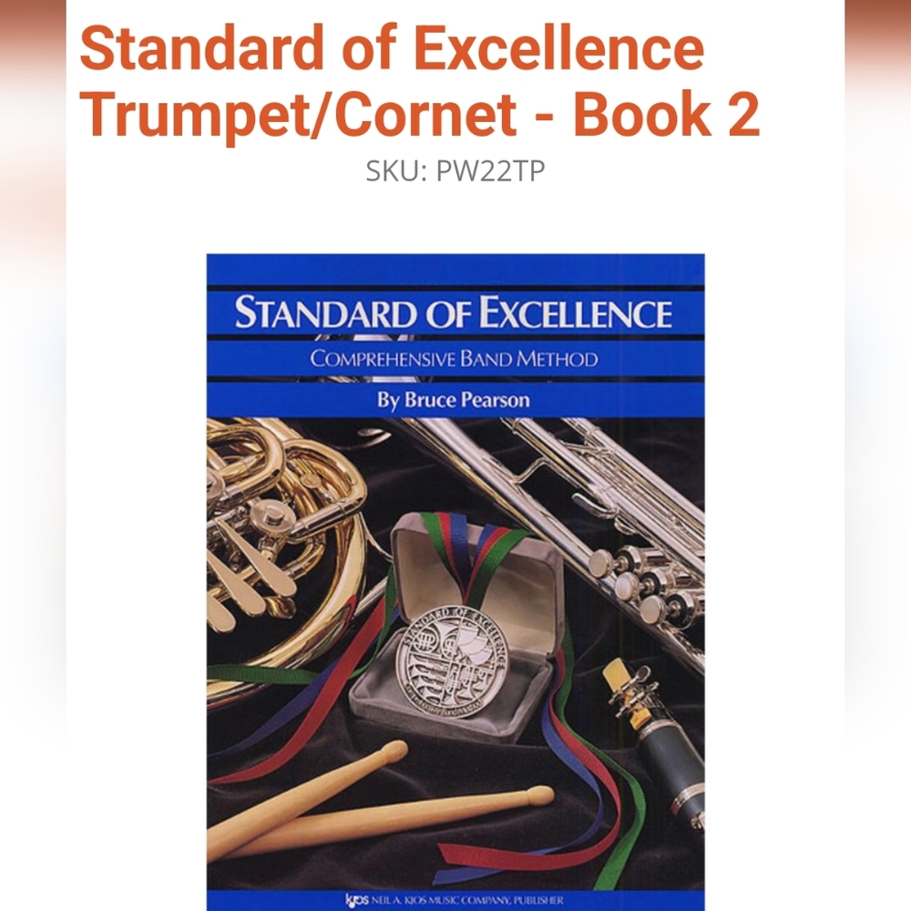 used  BOOK 2. Trumpet/Cornet. Standard of Excellence.  Comprehensive Band Method